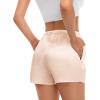 image:imageSWOMOG Womens Silk Stain Pajama Shorts Pj Bottoms with Pockets Drawstring Sleep Shorts Boxer Soft Lounge ShortsChampagne