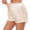 image:imageSWOMOG Womens Silk Stain Pajama Shorts Pj Bottoms with Pockets Drawstring Sleep Shorts Boxer Soft Lounge ShortsChampagne