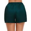 image:imageSWOMOG Womens Silk Stain Pajama Shorts Pj Bottoms with Pockets Drawstring Sleep Shorts Boxer Soft Lounge ShortsDeep GreenChampagne
