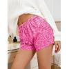 image:imageSWOMOG Womens Silk Stain Pajama Shorts Pj Bottoms with Pockets Drawstring Sleep Shorts Boxer Soft Lounge ShortsHot Pink Leopard