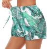 image:imageSWOMOG Womens Silk Stain Pajama Shorts Pj Bottoms with Pockets Drawstring Sleep Shorts Boxer Soft Lounge ShortsPink LeavesWhite Leaves