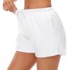 image:imageSWOMOG Womens Silk Stain Pajama Shorts Pj Bottoms with Pockets Drawstring Sleep Shorts Boxer Soft Lounge ShortsWhite