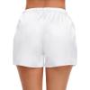 image:imageSWOMOG Womens Silk Stain Pajama Shorts Pj Bottoms with Pockets Drawstring Sleep Shorts Boxer Soft Lounge ShortsWhite