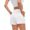 image:imageSWOMOG Womens Silk Stain Pajama Shorts Pj Bottoms with Pockets Drawstring Sleep Shorts Boxer Soft Lounge ShortsWhite