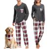 image:imageSWOMOG Adult Christmas Pajamas Buffalo Plaid Pajama Pants with Pockets Long Sleeve Tops for Couples amp FamilyDeep Grey