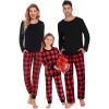 image:imageSWOMOG Couple Matching Pajamas Set Christmas Pajamas Long Sleeve Button Down Pj Set Festival Party Xmas SleepwearRed Black Plaid