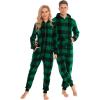 image:imageSWOMOG Couples One Piece Pajamas Sets Christmas Men amp Women Fleece Winter Loungewear ZipUp Jumpsuit with Pockets PjsBig Plaid Black and Green