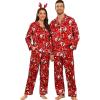 image:imageSWOMOG Couples Pajamas Sets Silk Satin Long Sleeve Sleepwear Button Down Loungewear Pjs Set Classic Pajama SXXLRed Christmas