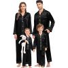 image:imageSWOMOG Family Matching Pajama Satin Pajamas Long Sleeve Sleepwear Button Down Loungewear 2 Pcs Pj SetBlack