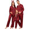 image:imageSWOMOG Family Matching Pajamas Set Satin Long Sleeve Button Down 2 PCS Pjs Pajama Top amp Pants Holiday Sleepwear SetRed With Black Grid