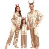 image:imageSWOMOG Family Matching Pajamas Set Silk Satin Button Down Sleepwear Long Sleeve Nightwear 2 Pcs Pj SetChampagne