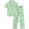 image:imageSWOMOG Girls Pajamas Button Down 2PCS Kids Pajama Set Cute Toddler Sleepwear Short Sleeve with Long PantsLight Green Avocado