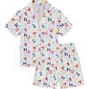 image:imageSWOMOG Kids Pajamas Sets 3PCS Short Sleeve Long Pants with Shorts Girls Boys Button Down PJS Cute Loungewear for 4T15YearsLetter