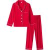 image:imageSWOMOG Kids Pajamas Sets Girls Boys Long Sleeve Sleepwear 2 Piece Lounge Sets Modal Button Down Pjs Set for 413 YearsAred