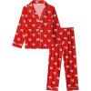 image:imageSWOMOG Kids Pajamas Sets Girls Boys Long Sleeve Sleepwear 2 Piece Lounge Sets Modal Button Down Pjs Set for 413 YearsAred Bowknot