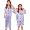 image:imageSWOMOG Kids Silk Pajamas 3 Piece Girls Boys Satin Pajamas Set ButtonDown PJs Set Soft Loungewear Short Sleeve SleepwearPurple Black