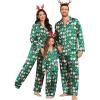 image:imageSWOMOG Matching Family Pajamas Set Women amp Men amp Kids Silk Satin Pjs 2 Pcs Long Sleeve Button Down Sleepwear with 2 PocketsChristmas Pattern
