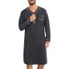 image:imageSWOMOG Mens Nightshirt Long Sleeve Nightgown Soft Loose Sleepwear Lightweight Nightwear Comfy Henley Sleep Shirt M3XLDeep Grey