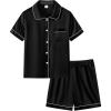 image:imageSWOMOG Unisex Kids Silk Satin Pajamas Sets Girls Boys Pjs Set ButtonDown Sleepwear Short Sleeve Nightwear 2 Piece