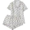 image:imageSWOMOG Women 2 Piece Pajamas Sets Short Sleeve Pj Sets Cute Printed Sleepwear Button Down Shirt with Lounge Shorts SetBeige Flower