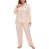image:imageSWOMOG Womens Plus Size Pajamas Silky Pajama Set Button Down Sleepwear Classic Silk Pj Set Ladies Two Piece Loungewear SetPippinglight Gold