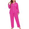image:imageSWOMOG Womens Plus Size Pajamas Silky Pajama Set Button Down Sleepwear Classic Silk Pj Set Ladies Two Piece Loungewear SetRose Red