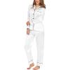 image:imageSWOMOG Womens Satin Pajamas Long Sleeve Sleepwear Silk Soft Button Down Loungewear Pjs Set SXXLWhite