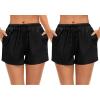 image:imageSWOMOG Womens Silk Stain Pajama Shorts Pj Bottoms with Pockets Drawstring Sleep Shorts Boxer Soft Lounge ShortsBlackBlack