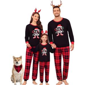 image:imageSWOMOG Family Christmas Pjs Matching Sets Christmas Pajamas for Family Xmas Jammies Set Christmas Holiday SleepwearRed Black Print