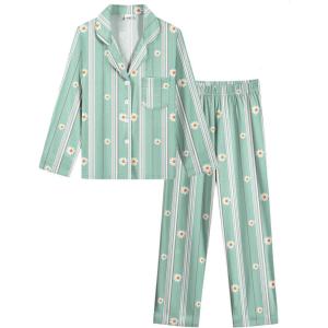 image:imageSWOMOG Girls Pajamas Set Kids Button Down Cute Print Pjs Sets Pant 2 Piece Soft Long Sleeve Sleepwear LoungewearBlue Daisy