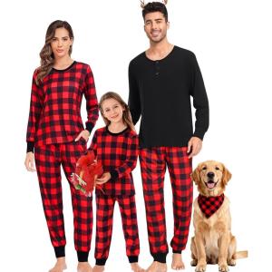 image:imageSWOMOG Matching Family Pajamas Christmas Pjs Long Sleeve Holiday Sleepwear Soft LoungewearRed Plaid