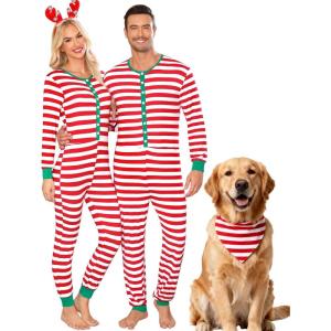 image:imageSWOMOG Matching Family Pajamas Sets Christmas Couple PJs Holiday Onesise Nightwear Household Sleepwear Sets with Pet bibsRed Bibs Pet
