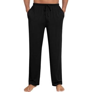 image:imageSWOMOG Mens Modal Pajama Pants Soft Lounge Pants Sleep Pj Bottoms with Button Fly amp Drawstring amp PocketsBlack