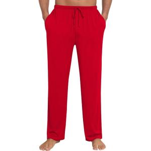 image:imageSWOMOG Mens Modal Pajama Pants Soft Lounge Pants Sleep Pj Bottoms with Button Fly amp Drawstring amp PocketsRed