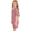 image:imageSWOMOG Kids Silky Satin Pajamas Set Girls Boys ButtonDown Sleepwear Short Sleeve 2 Piece PJs Sets Lounge SetsMisty Rose