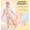 image:imageSWOMOG Kids Silky Satin Pajamas Set Girls Boys ButtonDown Sleepwear Short Sleeve 2 Piece PJs Sets Lounge SetsZ  Champagne 3pcs