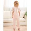 image:imageSWOMOG Kids Silky Satin Pajamas Set Girls Boys ButtonDown Sleepwear Short Sleeve 2 Piece PJs Sets Lounge SetsZ  Champagne 3pcs