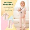 image:imageSWOMOG Kids Silky Satin Pajamas Set Girls Boys ButtonDown Sleepwear Short Sleeve 2 Piece PJs Sets Lounge SetsZ  Champagne 3pcs
