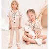 image:imageSWOMOG Kids Silky Satin Pajamas Set Girls Boys ButtonDown Sleepwear Short Sleeve 2 Piece PJs Sets Lounge SetsZ  Champagne 3pcs