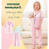 image:imageSWOMOG Kids Silky Satin Pajamas Set Girls Boys ButtonDown Sleepwear Short Sleeve 2 Piece PJs Sets Lounge SetsZ  Pink 3pcs