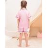 image:imageSWOMOG Kids Silky Satin Pajamas Set Girls Boys ButtonDown Sleepwear Short Sleeve 2 Piece PJs Sets Lounge SetsZ  Pink 3pcs