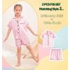 image:imageSWOMOG Kids Silky Satin Pajamas Set Girls Boys ButtonDown Sleepwear Short Sleeve 2 Piece PJs Sets Lounge SetsZ  Pink 3pcs