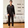 image:imageSWOMOG Men Pajamas Matching Pajamas Set Silk Satin Pj Long Sleeve Button Down Sleepwear 2 Pcs LoungewearBlack