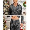 image:imageSWOMOG Men Pajamas Matching Pajamas Set Silk Satin Pj Long Sleeve Button Down Sleepwear 2 Pcs LoungewearBlack Floral