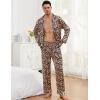 image:imageSWOMOG Men Pajamas Matching Pajamas Set Silk Satin Pj Long Sleeve Button Down Sleepwear 2 Pcs LoungewearLeopard Print