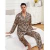 image:imageSWOMOG Men Pajamas Matching Pajamas Set Silk Satin Pj Long Sleeve Button Down Sleepwear 2 Pcs LoungewearLeopard Print