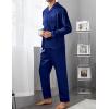 image:imageSWOMOG Men Pajamas Matching Pajamas Set Silk Satin Pj Long Sleeve Button Down Sleepwear 2 Pcs LoungewearNavy Blue