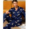 image:imageSWOMOG Men Pajamas Matching Pajamas Set Silk Satin Pj Long Sleeve Button Down Sleepwear 2 Pcs LoungewearNavy Blue Leopard