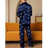 image:imageSWOMOG Men Pajamas Matching Pajamas Set Silk Satin Pj Long Sleeve Button Down Sleepwear 2 Pcs LoungewearNavy Blue Leopard