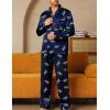 image:imageSWOMOG Men Pajamas Matching Pajamas Set Silk Satin Pj Long Sleeve Button Down Sleepwear 2 Pcs LoungewearNavy Blue Leopard